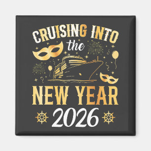 Ins neue Jahr 2026 cruisen Quadrat Magnet