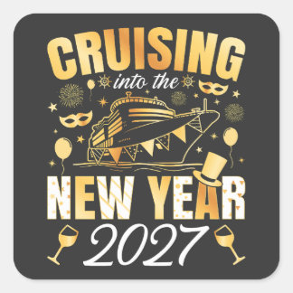 Ins neue Jahr 2027 cruisen Quadratischer Aufkleber