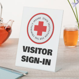 Insane Asylum Halloween-Besucher unterschreiben Sockelschild