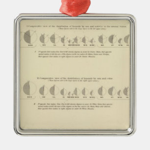 Insane, Statistischer US-Lithograph 1870 Silbernes Ornament