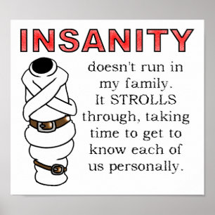 Insanity Strollts Funny Poster Sign