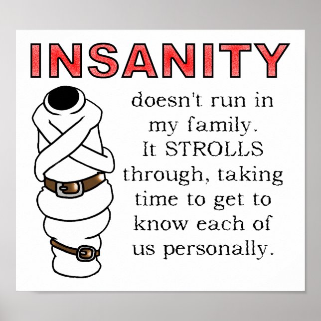 Insanity Strollts Funny Poster Sign (Vorne)