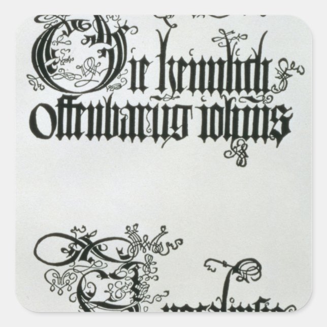 Inschriften in gotischer Schrift Quadratischer Aufkleber (Vorderseite)