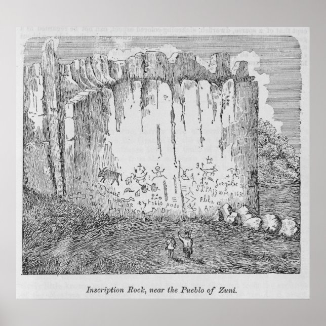Inschriftenfelsen, in der Nähe des Pueblos Zuni Poster (Vorne)