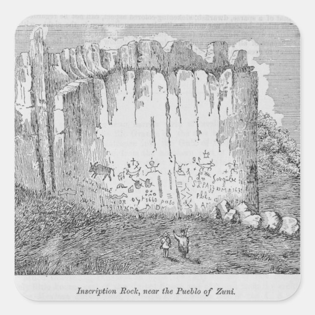 Inschriftenfelsen, in der Nähe des Pueblos Zuni Quadratischer Aufkleber (Vorderseite)