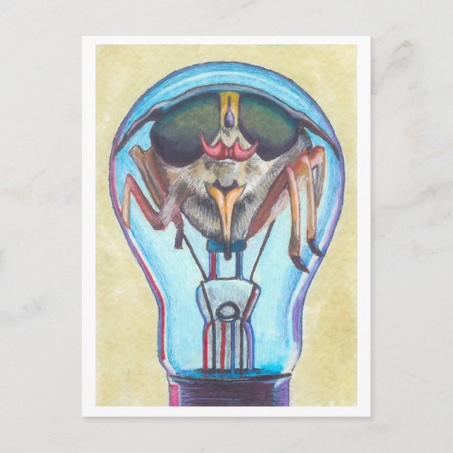 "Insect Bulb" Surreal Art Postcard von Ashazart Postkarte (Vorderseite)