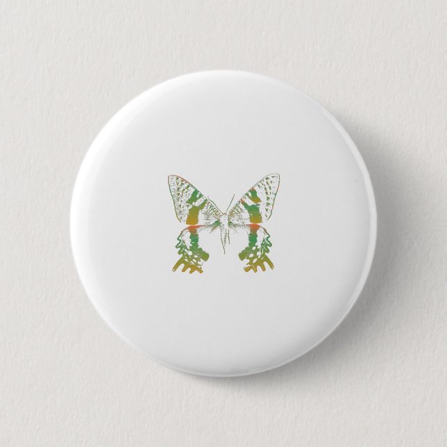 Insekt Moth Green Orange Button (Vorderseite)