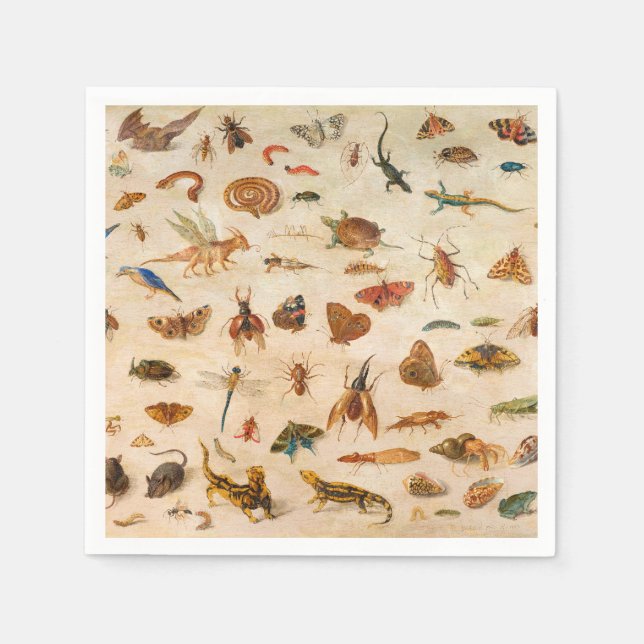 Insekten, Amphibien und Muscheln von Jan van Kesse Serviette (Vorderseite)