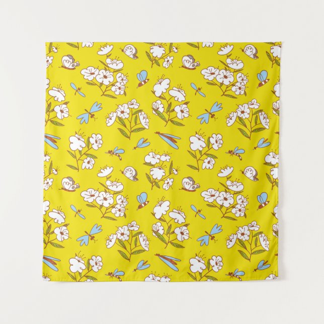 Insekten Blume Schmetterlinge: Sommernahtlose Patt Wandteppich (Vorderseite)