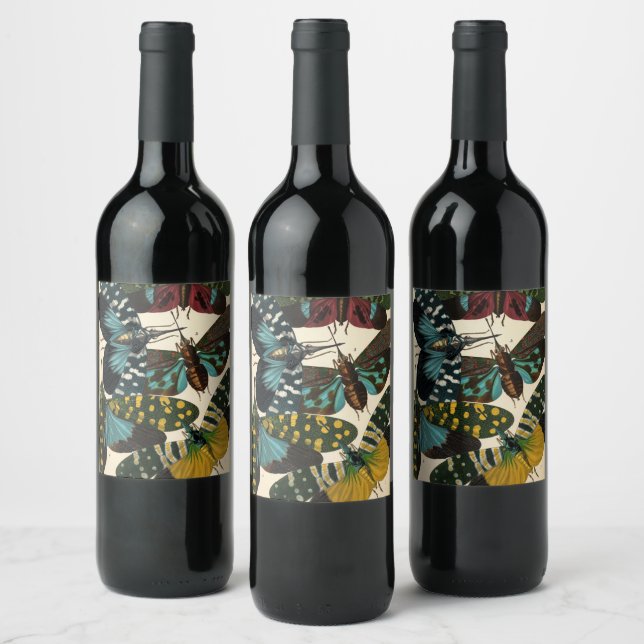 Insekten, Insekten, Plate Nr. 16 von E. A. Seguy Weinetikett (Flaschen)