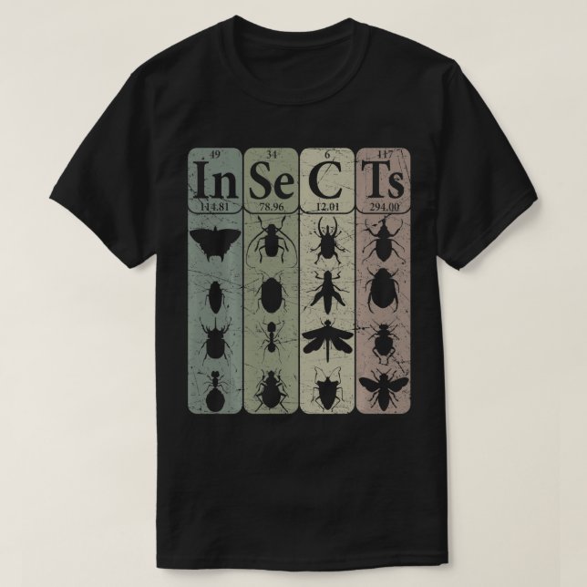 Insekten Periodische Tischelemente Entomologe Retr T-Shirt (Design vorne)