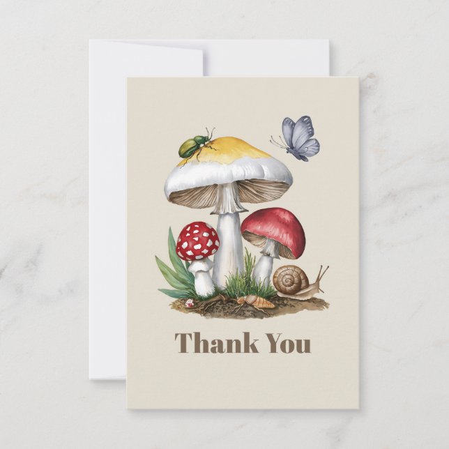 Insekten Pilz-Wald Natur Dankeskarte (Vorderseite)