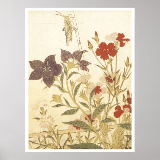 Insekten und Blume von Utamaro 1788 Kunstdrucke Poster