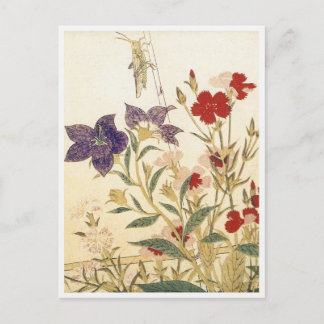 Insekten und Blume von Utamaro Postkarte