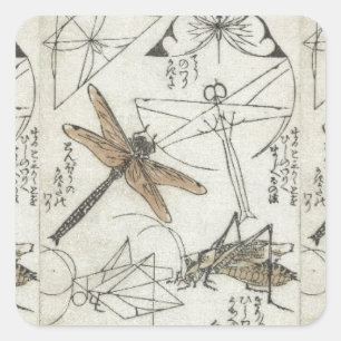 Insekten von Katsushika Hokusai Quadratischer Aufkleber