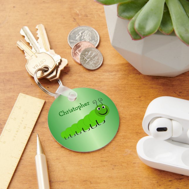 Insektendesign der grünen Raupe Schlüsselanhänger (Schreibtisch)