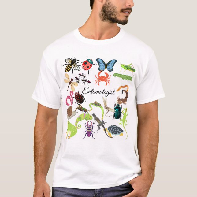 Insektengrafik und Text ,Entomologie T-Shirt (Vorderseite)