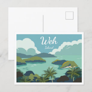 Insel Aceh Indonesien Reiseillustrierung Postkarte