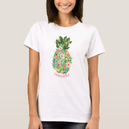 Insel Ananas Personalisierter tropischer Blütennam T-Shirt