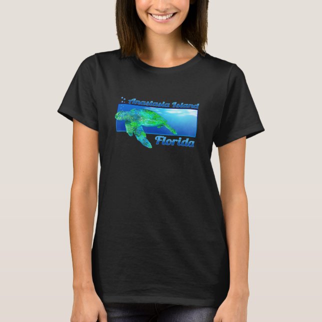 Insel Anastasia Florida Schwimmseeschildkröte T-Shirt (Vorderseite)