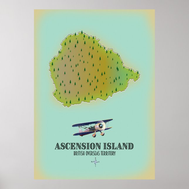 Insel Ascension Britisch Überseegebiet Karte Poster (Vorne)