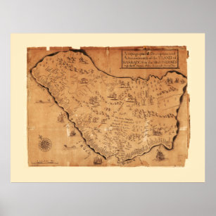 Insel Barbados Karte (ca. 1700) Poster