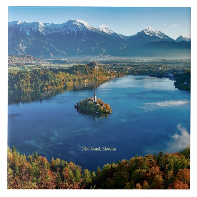 Insel Bled, Slowenien, landschaftlich Fliese (Vorderseite)