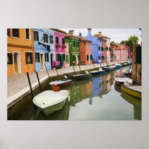 Insel Burano, Burano, Italien. Bunt 4 Poster
