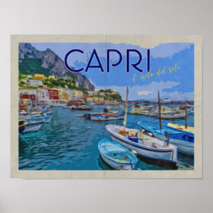 Insel Capri Italien Ausgefallene Vintage Reise Poster