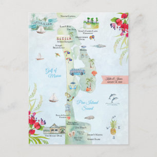 Insel Captiva   Hochzeit in Urlaubsort Fahrplan Postkarte