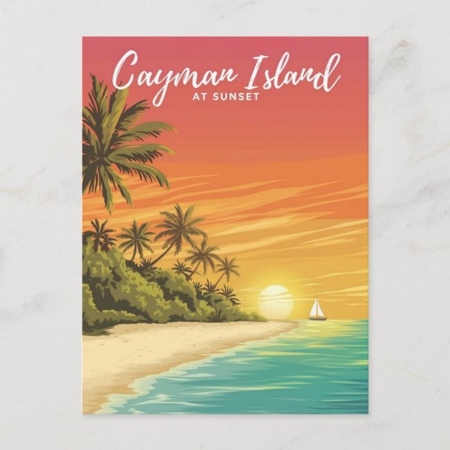 Insel Cayman bei Sunset Wasserfarbe Malerei Postkarte (Vorderseite)