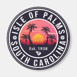 Insel der Palmen South Carolina Retro-Sonnenunterg Magnet