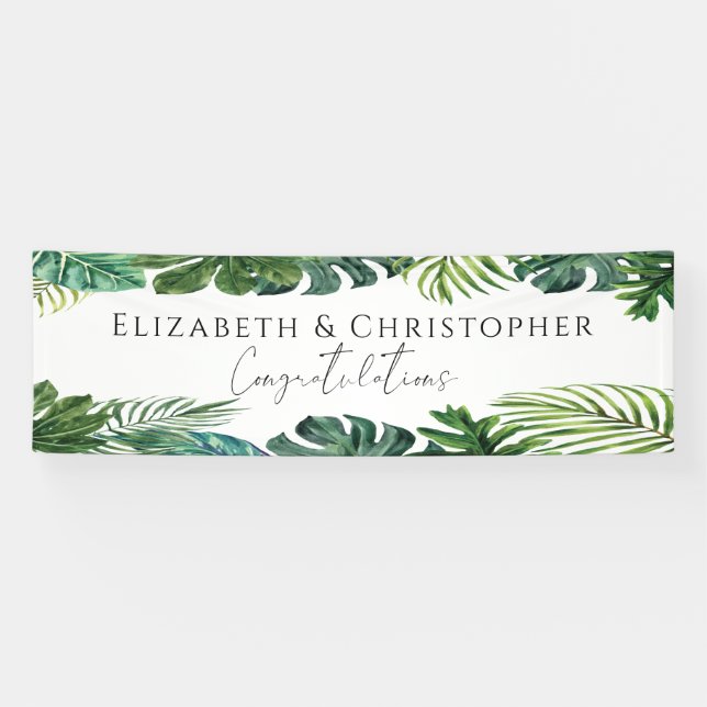 Insel der tropischen Blätter Hochzeit Banner (Horizontal)