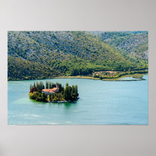 Insel des Visovac-Klosters im Krka NP - Kroatien Poster