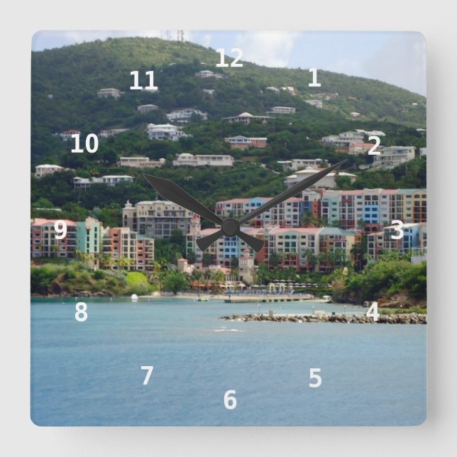 Insel-Farbe Quadratische Wanduhr (Vorderseite)