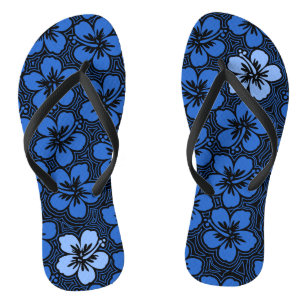 Insel Floral Hawaiian Accent Hibiskus Pinstriped Flip Flops