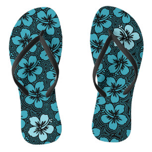 Insel Floral Hawaiian Accent Hibiskus Pinstriped Flip Flops