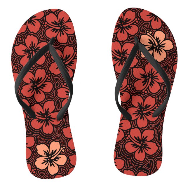 Insel Floral Hawaiian Accent Hibiskus Pinstriped Flip Flops (Fußbett)