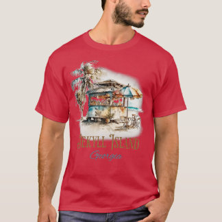 Insel GA Tiki Bar Beach Wasserfarben Design T-Hemd T-Shirt