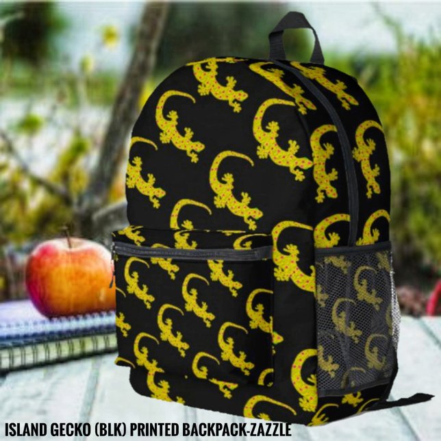 Insel Gecko (Blk) Bedruckter Rucksack (Von Creator hochgeladen)