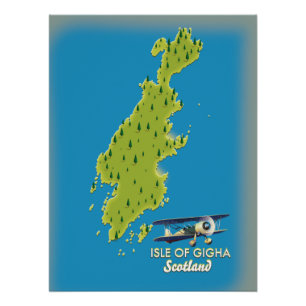 Insel Gigha Schottland Karte Poster