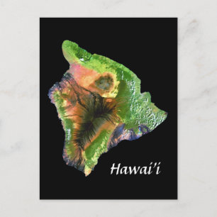 Insel Hawaii aus dem Weltraumbild Landsat Postkarte