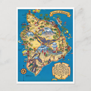 Insel Hawaii Funny Map Postkarte