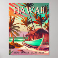 Insel Hawaii Tropischer Sonnenuntergang Palme Souv