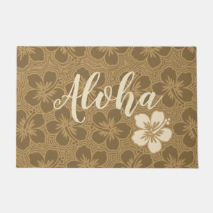 Insel-Hibiskus-hawaiisches Pinstriped Blumen Aloha Fußmatte