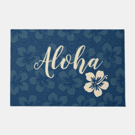 Insel-Hibiskus-hawaiisches Pinstriped Blumen Aloha Fußmatte