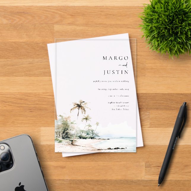 Insel Hochzeit in Urlaubsort Acryleinladungen (Insitu (Einladungskarte))