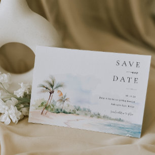 Insel Hochzeit in Urlaubsort Save the Date Foto Einladung