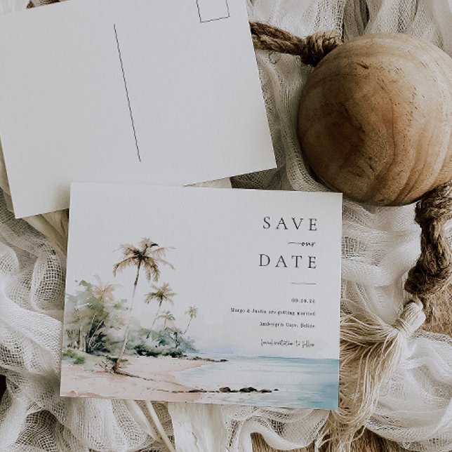 Insel Hochzeit in Urlaubsort Save the Date Postkarte (Von Creator hochgeladen)
