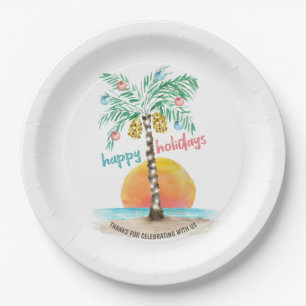 Insel Holiday Tropical Beach Palm Weihnachten Pappteller